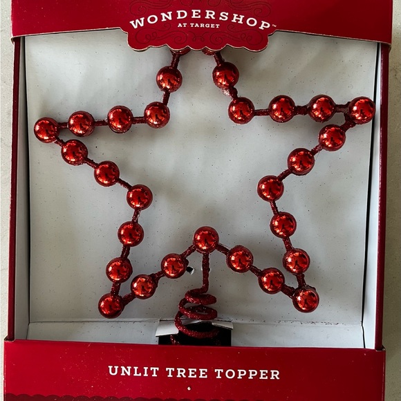 Target 9” Red Glittered Ball Star Metal Christmas Tree Topper Unlit New - Picture 4 of 5